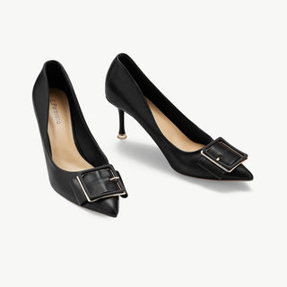 Square Buckled Elegant Pumps