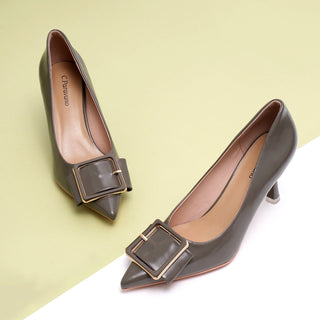 Square Buckled Elegant Pumps