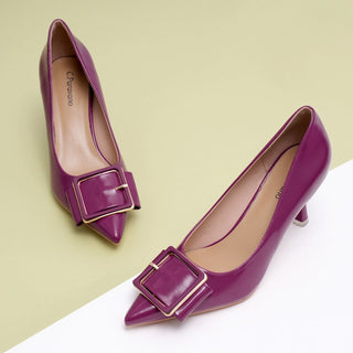 Square Buckled Elegant Pumps