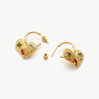 Hoop Earrings with Heart Gemstone Charms, an elegant and stylish accessory that combines the allure of gemstones with a heartwarming design