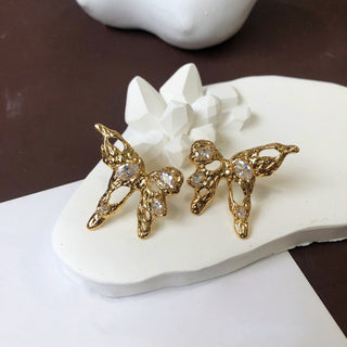 Graceful Flight: Butterfly Crystal Stud Earrings, a graceful