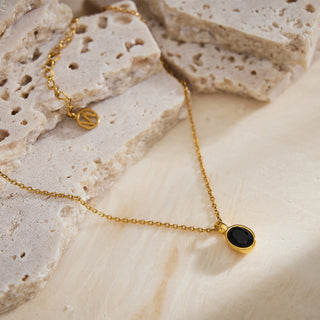Gold Agate Pendant Necklace