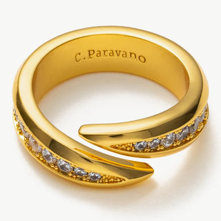 Crystal Crossover Ring in Gold, a dazzling and luxurious accessory to add a touch of opulence to your look